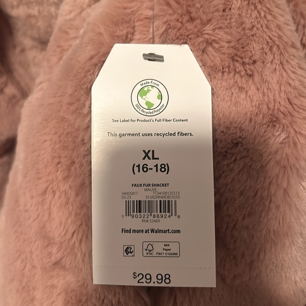 Time and Tru Pink Faux Fur Shacket - Picture 11 of 11